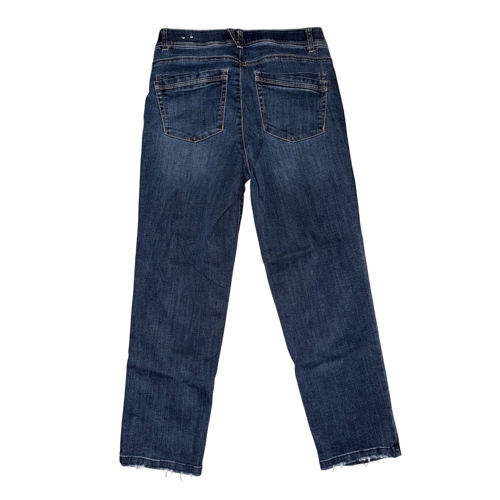 Democracy Ab Solution Straight Leg Jeans Dark Wash Frayed Hem Size 8 X4 - Picture 6 of 9